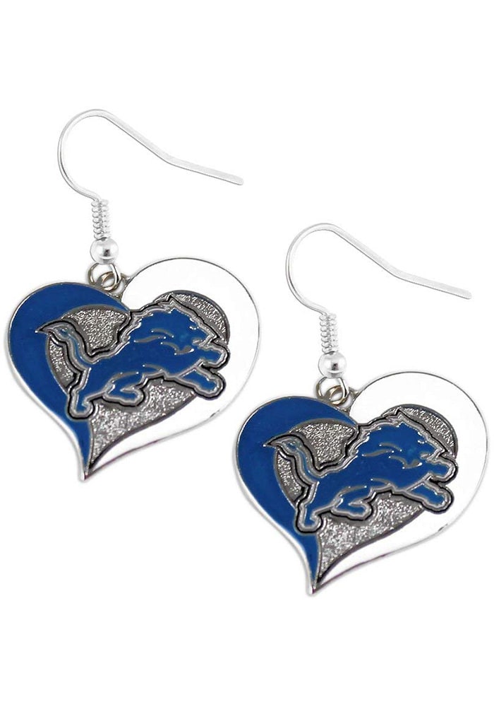 Detroit Lions Swirl Heart Womens Earrings