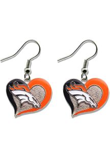 Denver Broncos Swirl Heart Womens Earrings