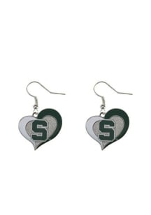 Michigan State Spartans Swirl Heart Womens Earrings