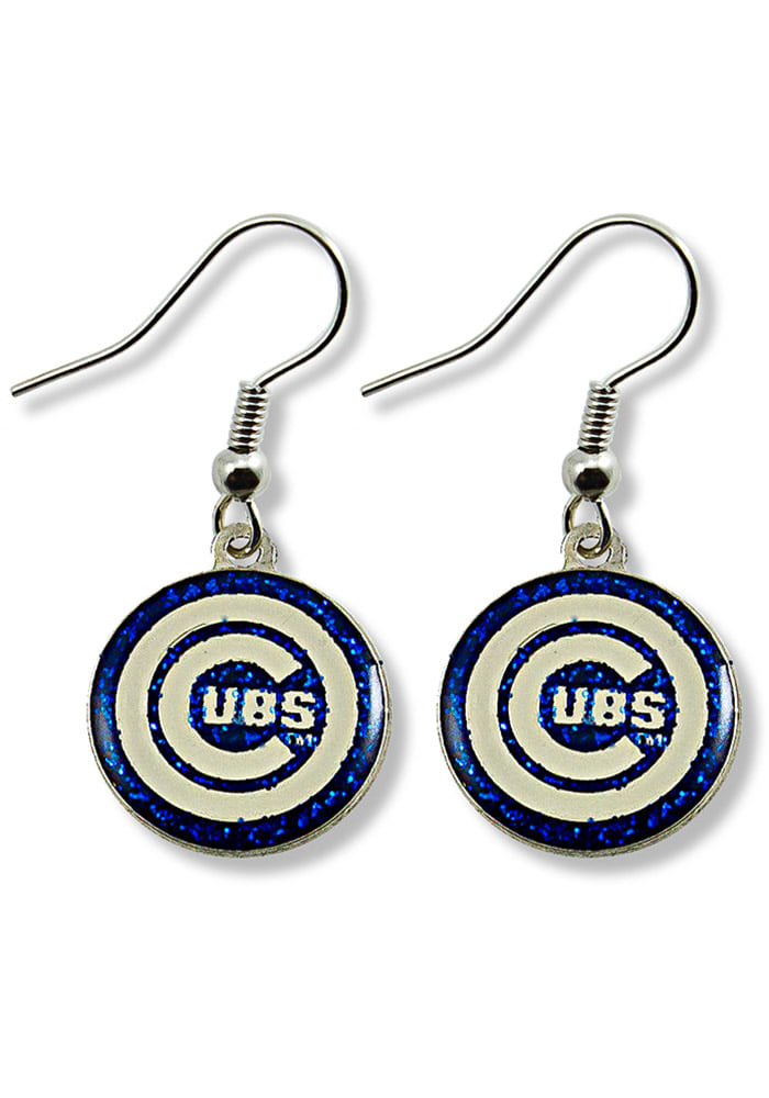 Chicago Cubs Glitter Dangler Womens Earrings