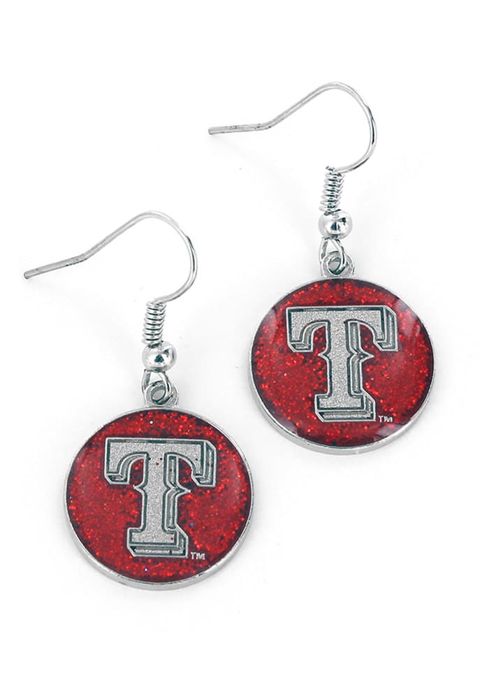 Texas Rangers Glitter Dangler Womens Earrings