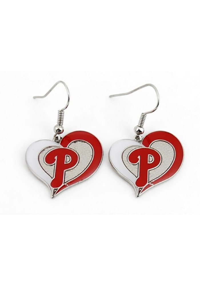 Philadelphia Phillies Swirl Heart Womens Earrings