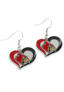 Louisville Cardinals Swirl Heart Womens Earrings