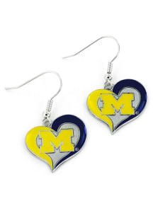Michigan Wolverines Swirl Heart Womens Earrings