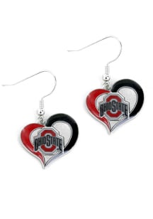 Ohio State Buckeyes Swirl Heart Womens Earrings