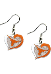 Texas Longhorns Swirl Heart Womens Earrings