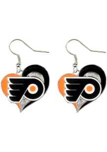 Philadelphia Flyers Swirl Heart Womens Earrings