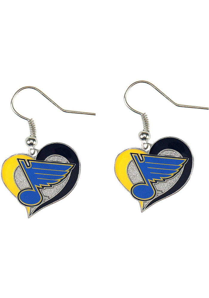 St Louis Blues Swirl Heart Womens Earrings