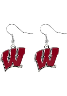 Logo Dangler Wisconsin Badgers Womens Earrings - Red