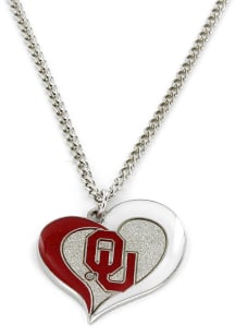 Oklahoma Sooners Swirl Heart Necklace