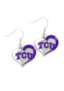 TCU Horned Frogs Swirl Heart Womens Earrings