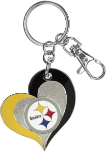 Pittsburgh Steelers Swirl Heart Keychain