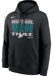 Nike Philadelphia Eagles Mens Black 2025 Division Champions Super Helmet Long Sleeve Hoodie