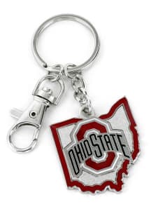 Ohio State Buckeyes State Shape Keychain