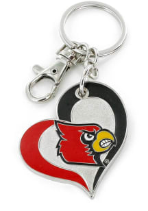 Louisville Cardinals Swirl Heart Keychain