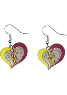 Arizona State Sun Devils Swirl Heart Womens Earrings