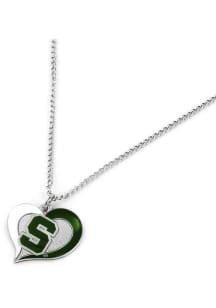 Michigan State Spartans Swirl Heart Necklace