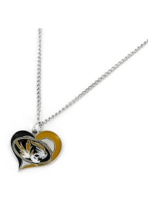 Missouri Tigers Swirl Heart Necklace