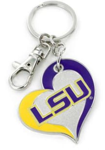 LSU Tigers Swirl Heart Keychain