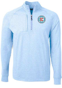 Cutter and Buck Chicago Fire Mens Light Blue Adapt Eco Long Sleeve Qtr Zip Pullover