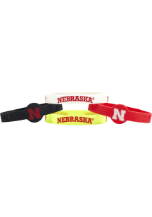 4pk Silicone Nebraska Cornhuskers Kids Bracelet - Red