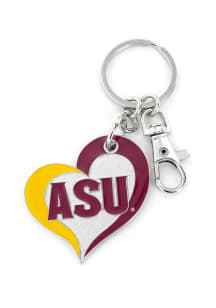 Arizona State Sun Devils Swirl Heart Keychain