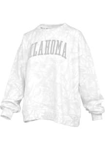 Pressbox Oklahoma Sooners Womens White Camo Crew Sweatshirt