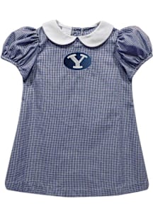 Vive La Fete BYU Cougars Baby Girls Blue Gingham Collar Short Sleeve Dress