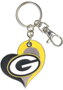 Green Bay Packers Swirl Heart Keychain