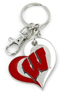 Wisconsin Badgers Swirl Heart Keychain