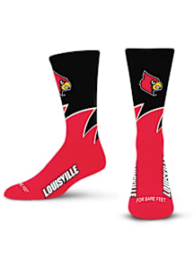Louisville Cardinals Red Black Wave Youth Crew Socks