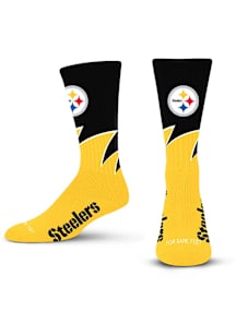 Pittsburgh Steelers Black Black Wave Youth Crew Socks