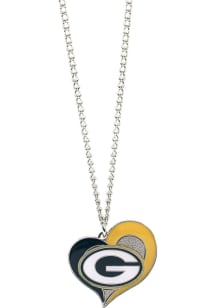Green Bay Packers Swirl Heart Necklace