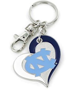 North Carolina Tar Heels Swirl Heart Keychain - Light Blue
