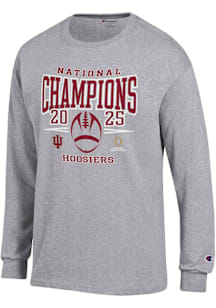 Champion Indiana Hoosiers Grey 2025 College Football Champions Jersey Long Sleeve T Shirt