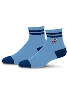 Kansas Jayhawks Light Blue Stripe Cozy Quarter Womens Quarter Socks