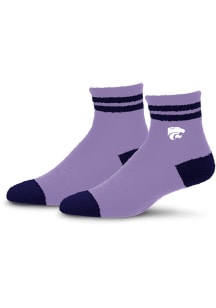 Lavender Stripe Cozy Quarter K-State Wildcats Womens Quarter Socks - Purple