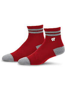 Wisconsin Badgers Stripe Cozy Quarter Womens Quarter Socks