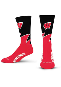 Black Wave Wisconsin Badgers Mens Crew Socks - Red