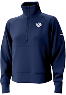 Columbia North Carolina Tar Heels Womens Navy Blue Vault Heat Seal Wickham Hills Qtr Zip Pullover