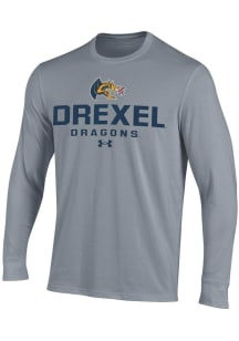 Mens Drexel Dragons Grey Under Armour Mascot Performance Tee