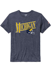 Navy Blue Michigan Wolverines Diagonal Seal Short Sleeve Fashion T Shirt
