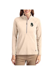 Womens Michigan State Spartans Brown Cutter and Buck Vault Adapt Eco Qtr Zip Pullover