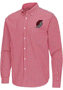 Antigua Portland Trail Blazers Mens Red Ellis Long Sleeve Dress Shirt