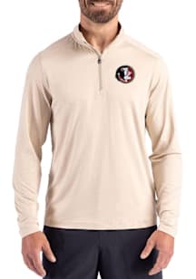 Cutter and Buck Florida State Seminoles Mens Oatmeal Vault Coastline Long Sleeve Qtr Zip Pullover