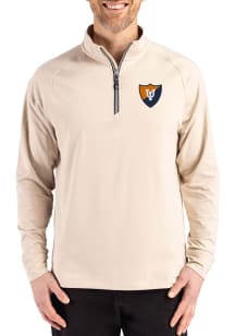 Mens Illinois Fighting Illini Brown Cutter and Buck Vault Adapt Eco Knit Qtr Zip Pullover