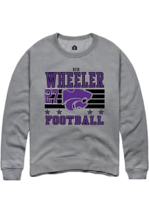 Ben Wheeler Rally Mens Grey K-State Wildcats NIL Striped Player Crew