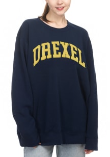 Womens Navy Blue Drexel Dragons Sport Fleece Crew Sweatshirt