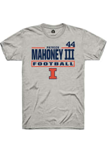Patrick Mahoney III Rally Mens Ash Illinois Fighting Illini NIL Stacked Box Player T Shirt
