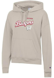 Womens Wisconsin Badgers White Champion Powerblend Hooded Sweatshirt